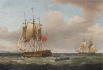 Thomas Whitcombe HMS Pique 40 Kanonen Kapitän CHB Ross Erfassung der spanische Brig Orquijo 1805 Seeschlacht Ölgemälde